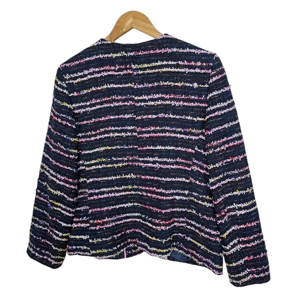 Talbots Fringe Tweed Blazer Jacket 16 Women Black Rainbow Career Business Casual - Picture 5 of 13